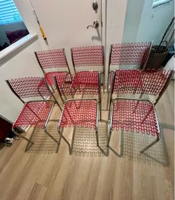 Vintage Softec “Soflex” Chair by David Rowland for Thonet, Red Mesh & Chrome Frame  (6 available)