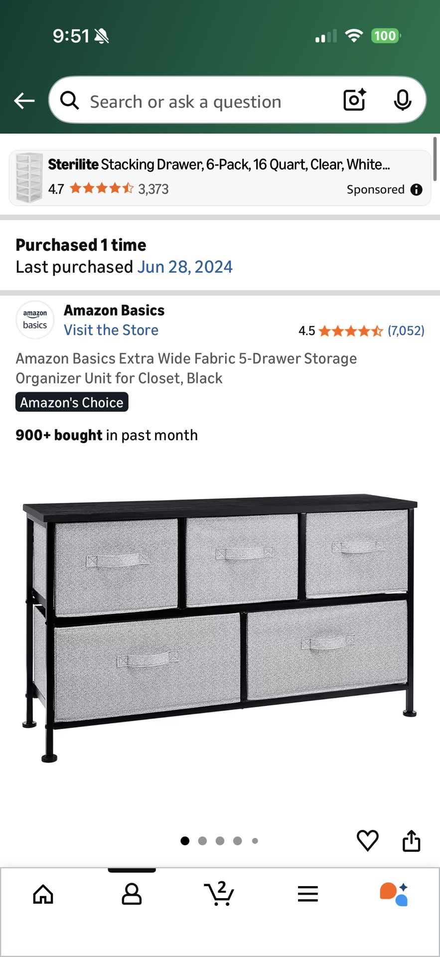 Amazon Basics 5 Drawer Storage Unit