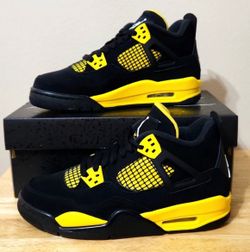Air Jordan 4 Thunder Black Yellow Sneakers Size 6.5 in men 8 in women