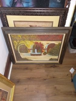 Canvas Painting In Double Wood Frame 