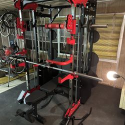 Smith Machine 200 | Adjustable Bench | 245lb Cast Iron Olympic Weights | 7ft Olympic Bar | Fitness | Gym Equipment | FREE DELIVERY/INSTALLATION 🚚 🛠️