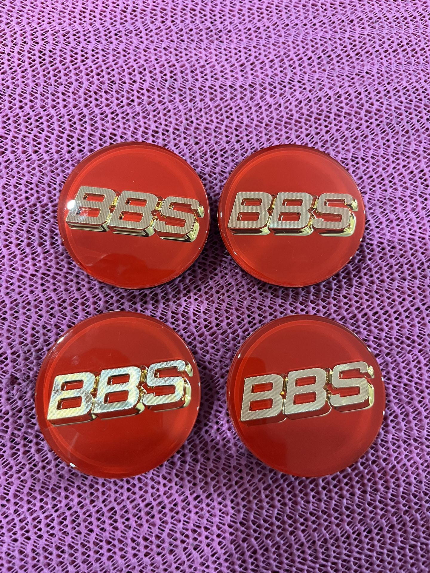 BBS Wheel Center Caps 56mm Emblem Red Gold 3D Logo 56.24.2012 Set 4pcs Genuine