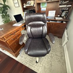 Serta Big And Tall Ergonomic Bonded Leather High-back Executive Office Chair  Brown