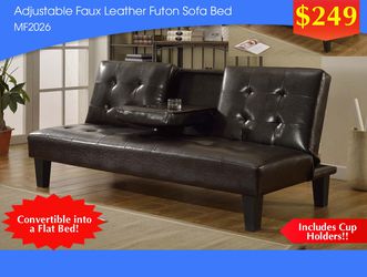 ADJUSTABLE FAUX LEATHER FUTON SOFA BED MF2026