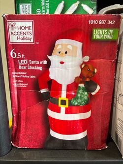 6.5 LED Santa with bear stocking or tree with gift boxes
