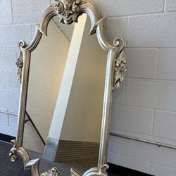 Large Ornate Silver Colored Mirror