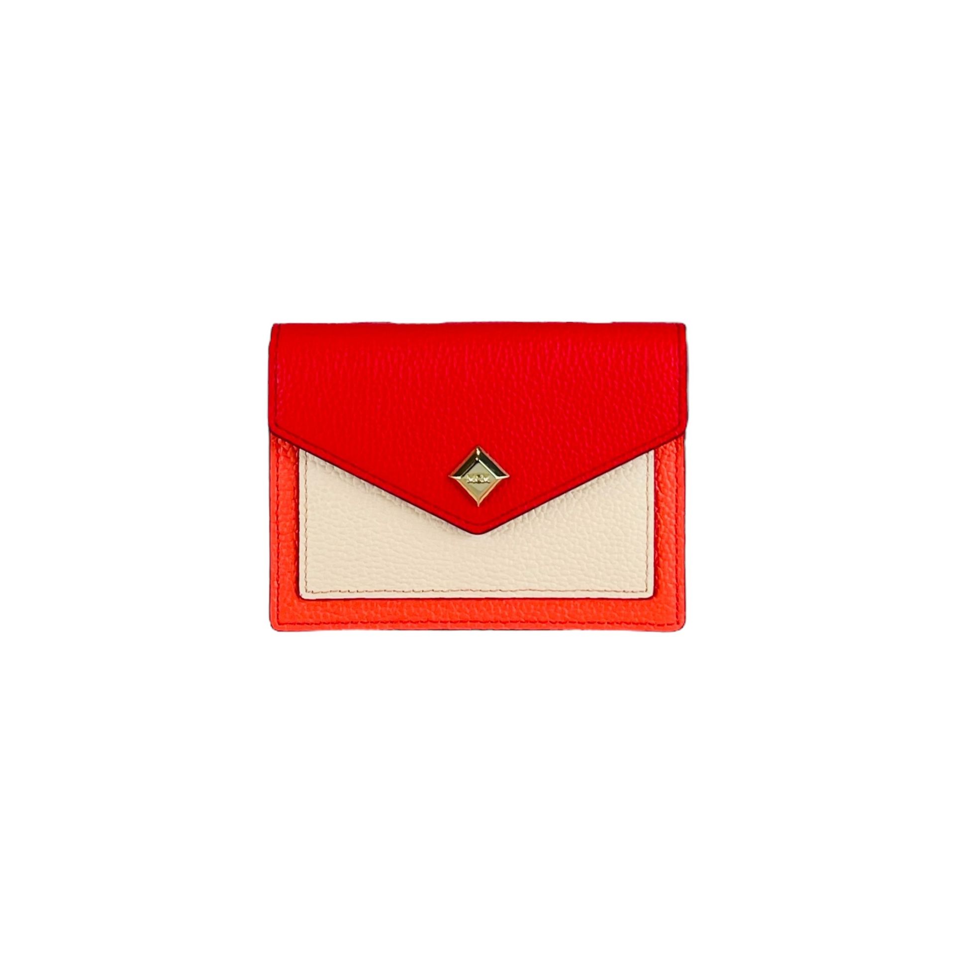 MCM Red Wallet Leather Logo Card Case