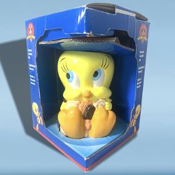 Looney Tunes Tweety Bird Ceramic Cookie Jar Warner Brothers Gibson 12"
