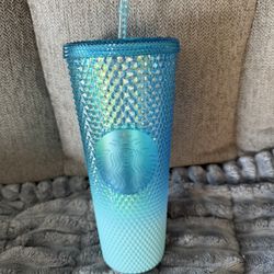 Bright Blue Starbucks Cup