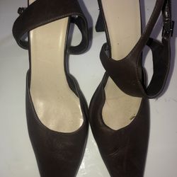 Brown 4 Inch Heels Strappy With Square Toe Size 10 B