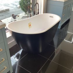 59” Bathroom Freestanding Bathtub New Acrylic One Piece With Steel Frame With Leveling Legs Easy Install 