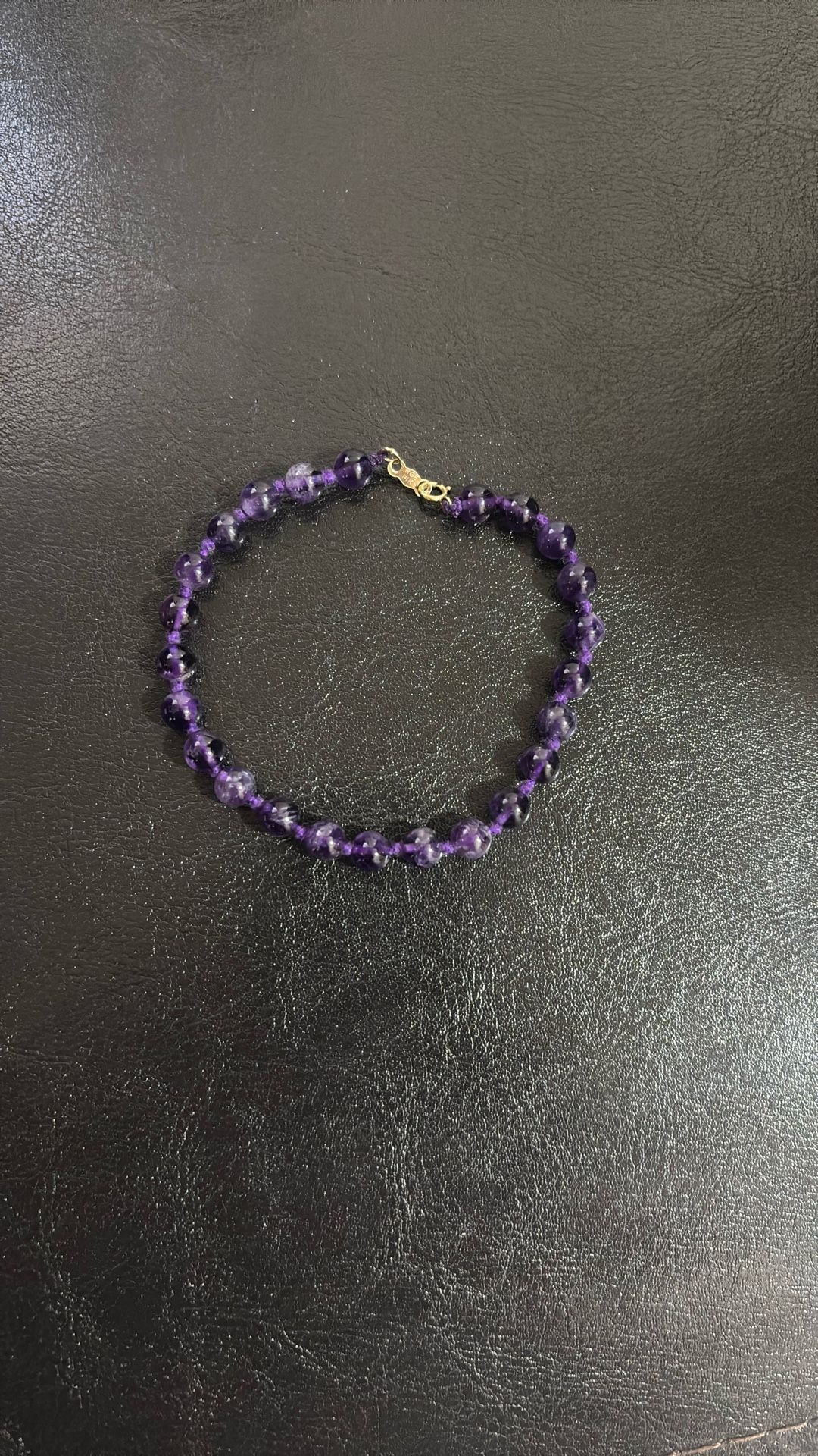 14k Gold Amethyst Beaded Bracelet