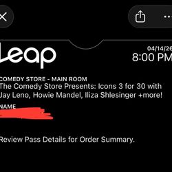 3 Tickets - The Comedy Store: Icons 3 for 30 with Jay Leno, Howie Mandel