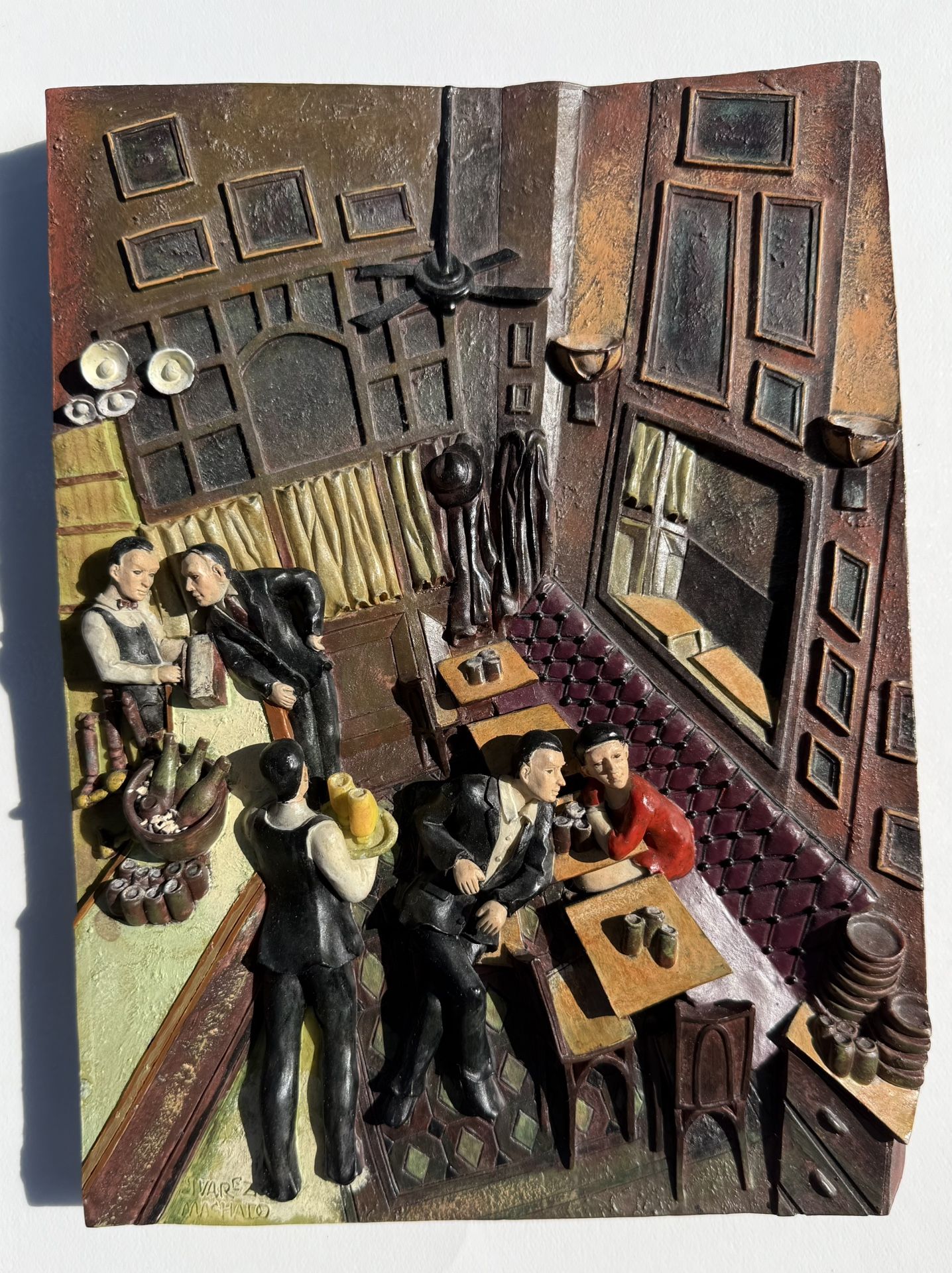 Vintage 3D wall plaque "Bistro" by Juarez Machado
