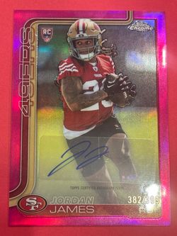 2025 Topps Chrome Jordan James RC Auto Magenta Refractor /399 #RA-JJ 49ers