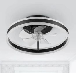 20-in Color-Changing Integrated LED Flush Mount Matte Black with Clear Blades Fandelier Ceiling Fan With Light - Remote