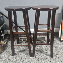 2 wooden stools