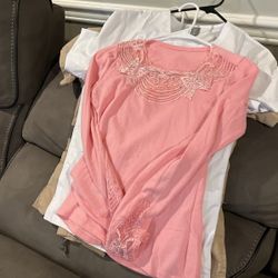 Pink venue, lacy sweater