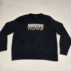Michael Kors Men Black Graphic Logo Crewneck Sweatshirt 
