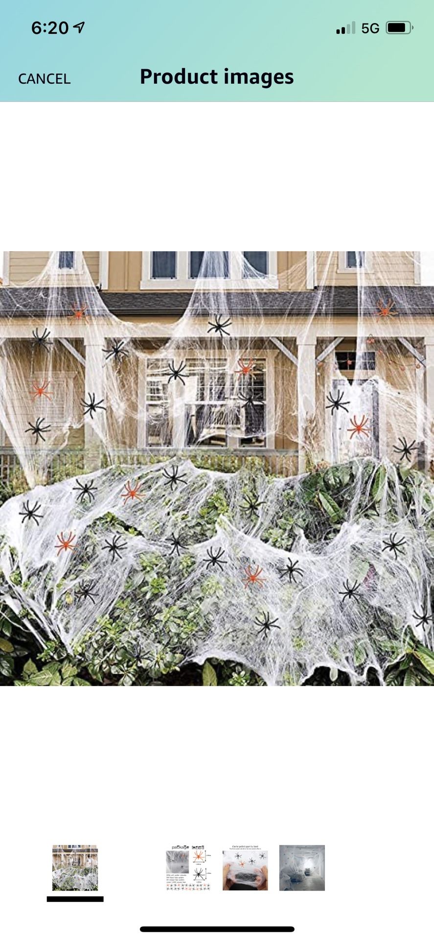 1000 sqft Halloween Spider Web with 150 Fake Spiders Creepy Halloween Decorations Indoor Outdoor Spooky Haunted House Yard Lawn Decoration Party Favor