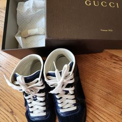 Authentic Gucci High Top Sneakers Excellent Condition Dark Blue With Original Box Size36