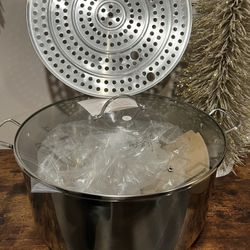 Olla Grande Clásica 32qt Nueva Con Parrilla Y Divisor Nueva Princes House