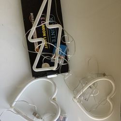 Neon Pink LED Hearts And Lightning Bolts 