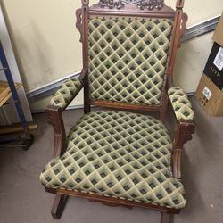 Wooden Eastlake Upholstered Rocking Chair