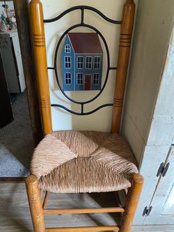 Wooden Chair with Rush Woven Seat