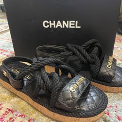 CHANEL Women's Cord Velcro Dad Sandals Size 40 for Sale in Washington, DC -  OfferUp