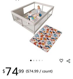 Hiaksedt Baby Playpen with Mat 65 x 50 Inch, PlayPen for Babies and Toddlers, Sturdy Safety Play Yard for Indoor & Outdoor with Zipper Gates