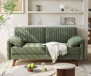 64" Loveseat Sofa, Modern 2-seater Chenille Couch for Living Room, Beige Upholstered Small Love Seat Couch with Quilting Backrest, Padded Arms, Wood L
