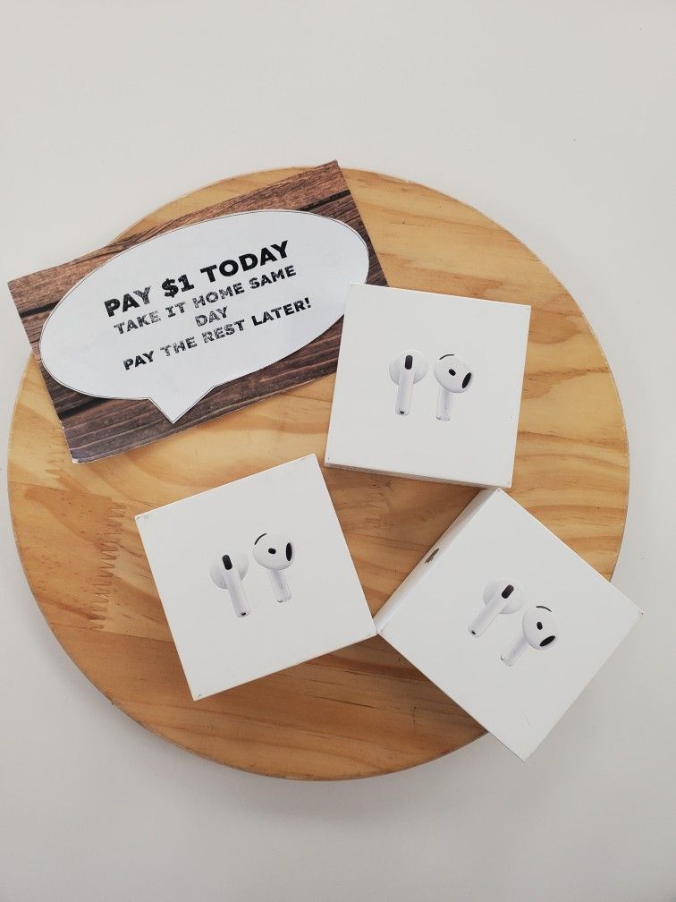 Apple Airpods 4 Bluetooth Earbuds New - Pay $1 DOWN AVAILABLE - NO CREDIT NEEDED