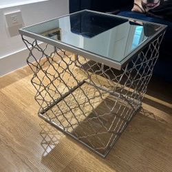 End Table / Nightstand With Mirrored Top