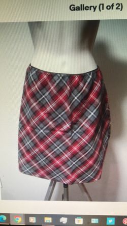 Powder Blu Plaid Mini Casual Skirt Women's Size Medium Gray with Red White Black