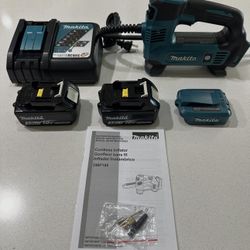 Makita 18v Tire Inflator Combo With Fast Charger, 3Ah Batteries And USB Adapter.
