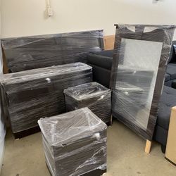 5pc Queen Or Full New Bedroom Set In Plastic NEW  Was $899 Now $299