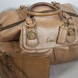 Coach Purse  with Wristlet - Ashley Soft Leather Shoulder Bag Handbag