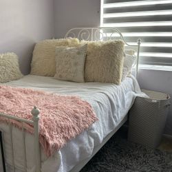 Beautiful White  Wrought Iron Bed.