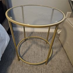 Gold Glass End Table Or Night Stand