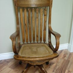 Antique Hand-carved Swivel Office Chair