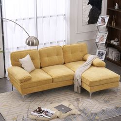  Sofa 83" L-Shape Yellow Couch - Home Office Apartment 