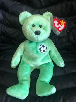 Ty Beanie Baby Green Soccer Bear