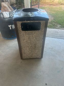Outdoor Commercial Trash Can with Stone Panels