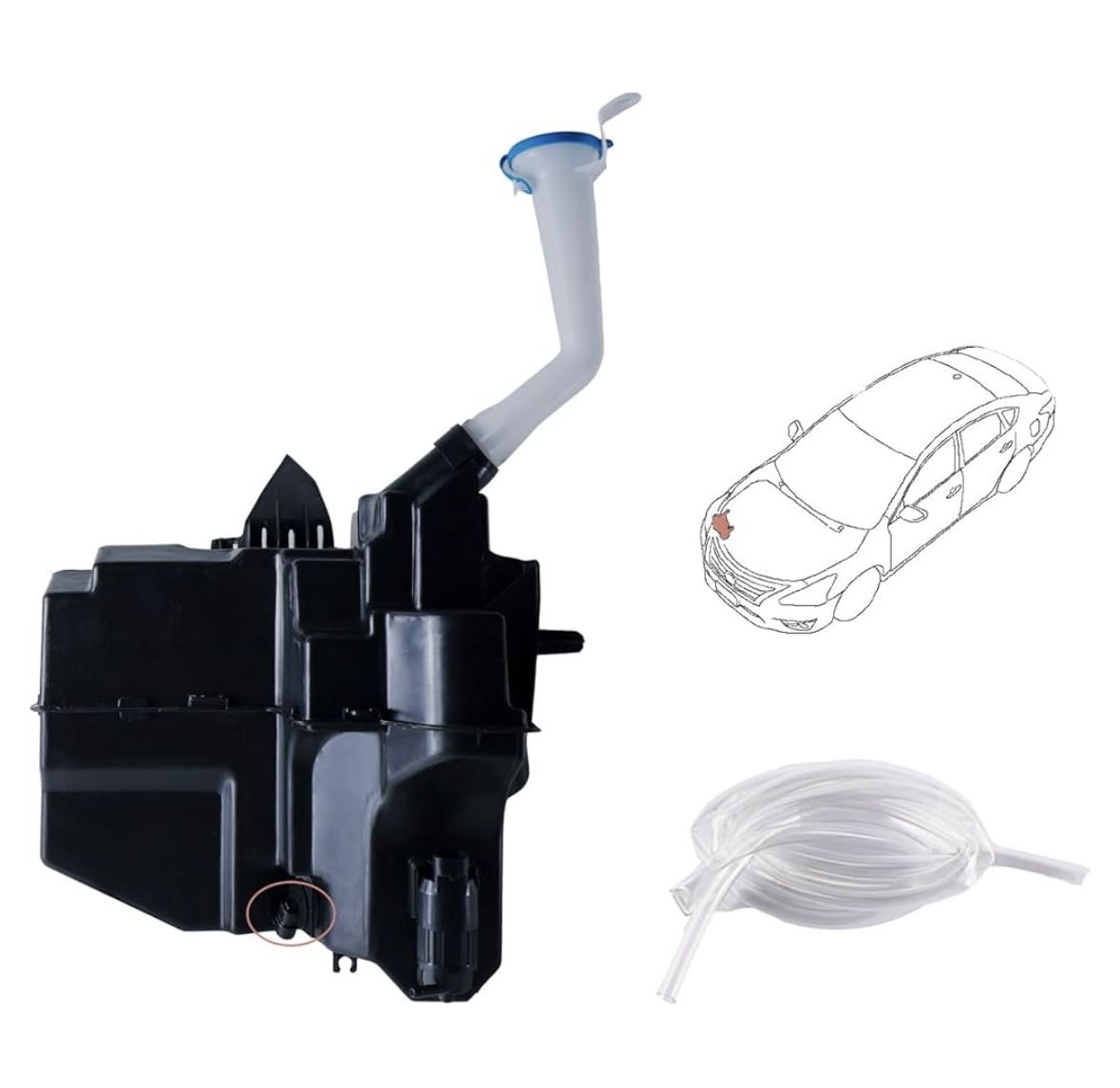 Eterpace Windshield Fluid Reservoir with sensor Compatible with NISSAN Maxima 2016-2018, Altima 2013-2018, Washer Fluid Reservoir Pump, Replace# 28910