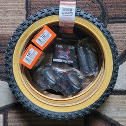 NEW Bicycle Bmx Jr Parts Bundle 16" Black Gumwall Knobby Tread