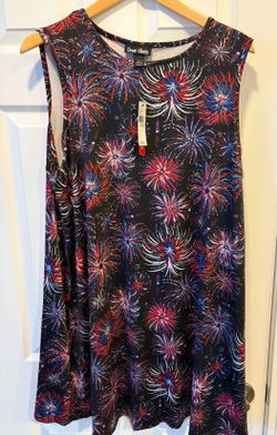 Dress Works Patriotic Firework Sleeveless women’s Dress size XL - Simi Valley