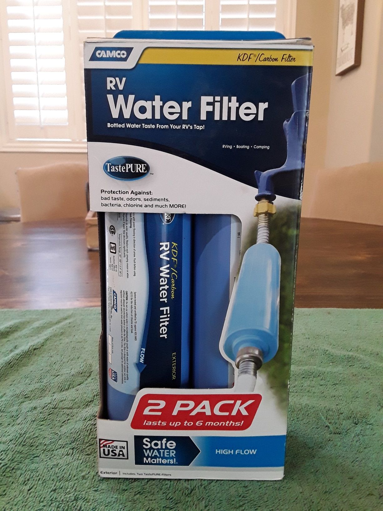 Camco 40045 TastePURE Inline RV Water Filter, Greatly Reduces Bad Taste, Odors, Chlorine and Sediment in Drinking Water (2 Pack)