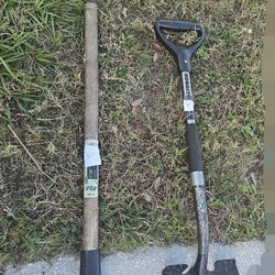 Gardening tools : shovel , Sprinkler, and small  hand rakes