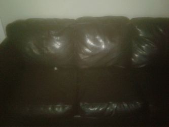 Brown leather sofa